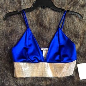 BRAND NEW/ NEVER WORN silk and rhinestone top💙